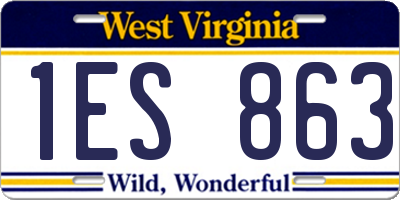 WV license plate 1ES863