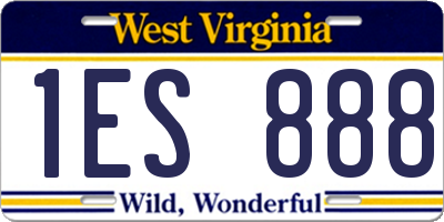 WV license plate 1ES888