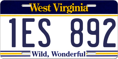 WV license plate 1ES892