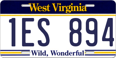 WV license plate 1ES894