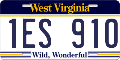 WV license plate 1ES910