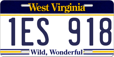 WV license plate 1ES918