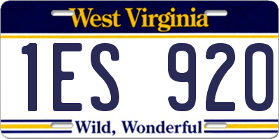 WV license plate 1ES920