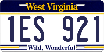 WV license plate 1ES921