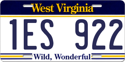 WV license plate 1ES922