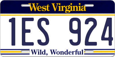 WV license plate 1ES924