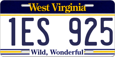 WV license plate 1ES925