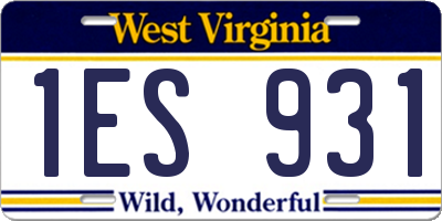 WV license plate 1ES931