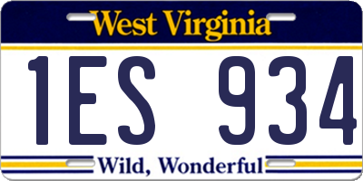 WV license plate 1ES934