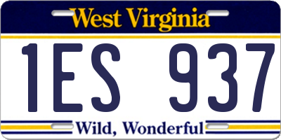 WV license plate 1ES937