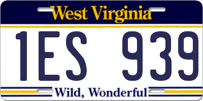 WV license plate 1ES939