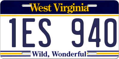 WV license plate 1ES940