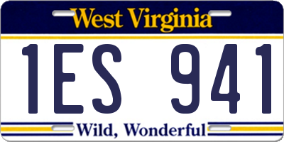 WV license plate 1ES941