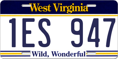 WV license plate 1ES947