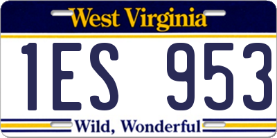 WV license plate 1ES953
