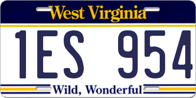 WV license plate 1ES954