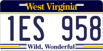 WV license plate 1ES958