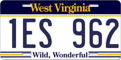 WV license plate 1ES962