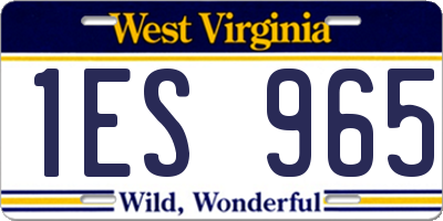 WV license plate 1ES965