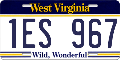 WV license plate 1ES967