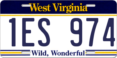 WV license plate 1ES974