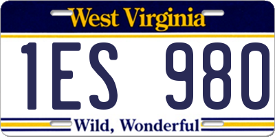 WV license plate 1ES980