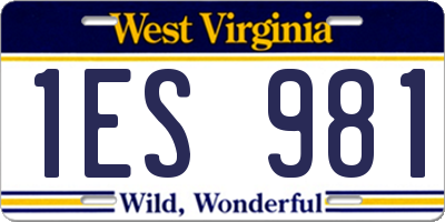WV license plate 1ES981