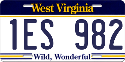 WV license plate 1ES982