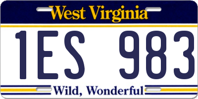 WV license plate 1ES983
