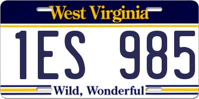 WV license plate 1ES985