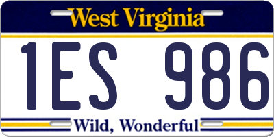 WV license plate 1ES986