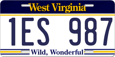 WV license plate 1ES987