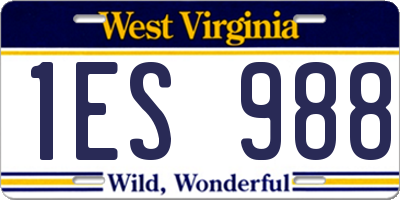 WV license plate 1ES988