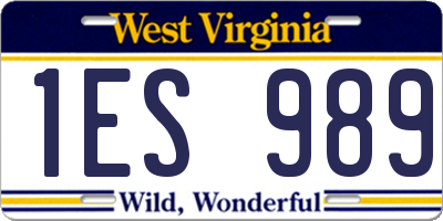 WV license plate 1ES989