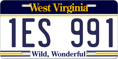 WV license plate 1ES991