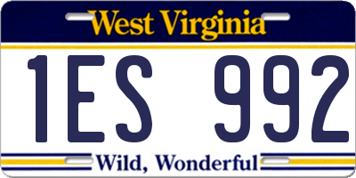 WV license plate 1ES992
