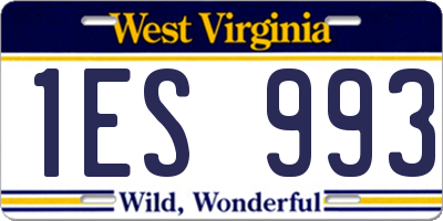 WV license plate 1ES993