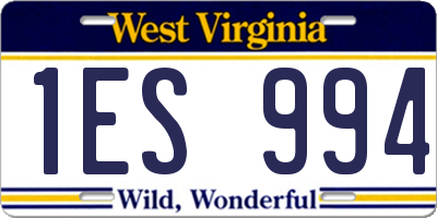 WV license plate 1ES994