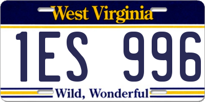 WV license plate 1ES996