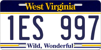WV license plate 1ES997