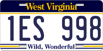 WV license plate 1ES998