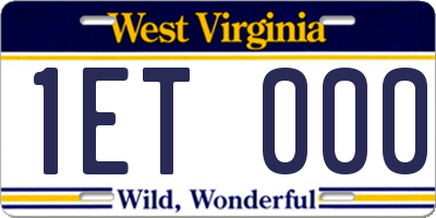 WV license plate 1ET000