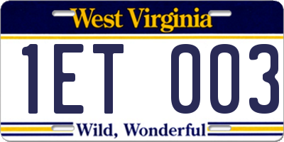 WV license plate 1ET003