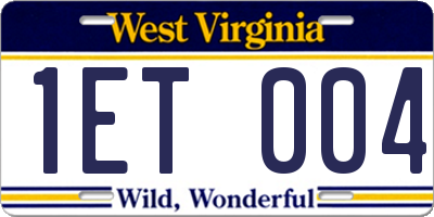 WV license plate 1ET004
