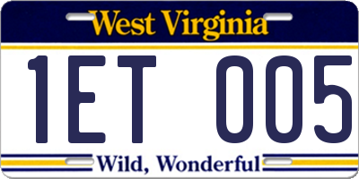 WV license plate 1ET005