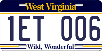 WV license plate 1ET006
