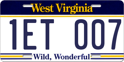 WV license plate 1ET007