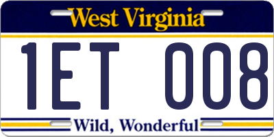 WV license plate 1ET008