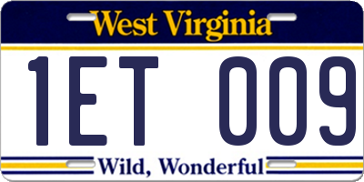 WV license plate 1ET009