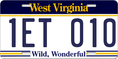 WV license plate 1ET010